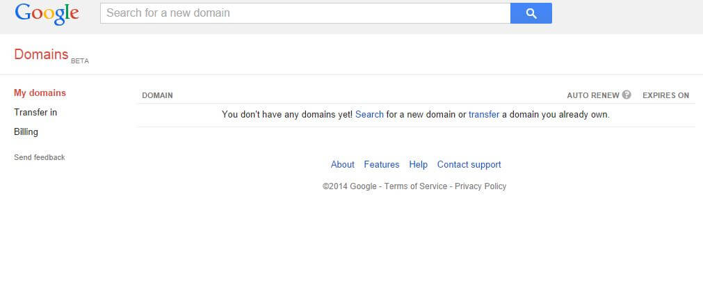 Google Domains Admin Panel
